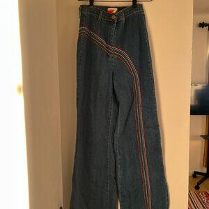 Fervour Vintage Style Rainbow Bell Bottom jeans